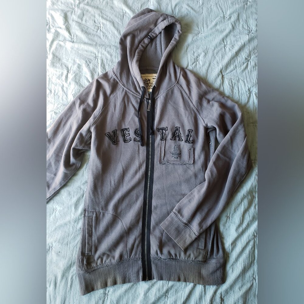 Vestal Vintage Distressed Hoodie (Gray, M) Y2K